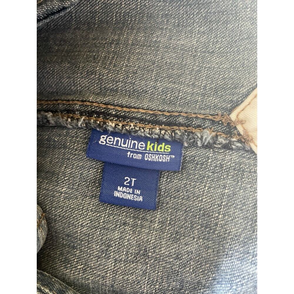 Oshkosh Genuine Kids Denim Play Overalls/ Shortoralls Blue Wash Pull On Size 2T - Picture 6 of 7